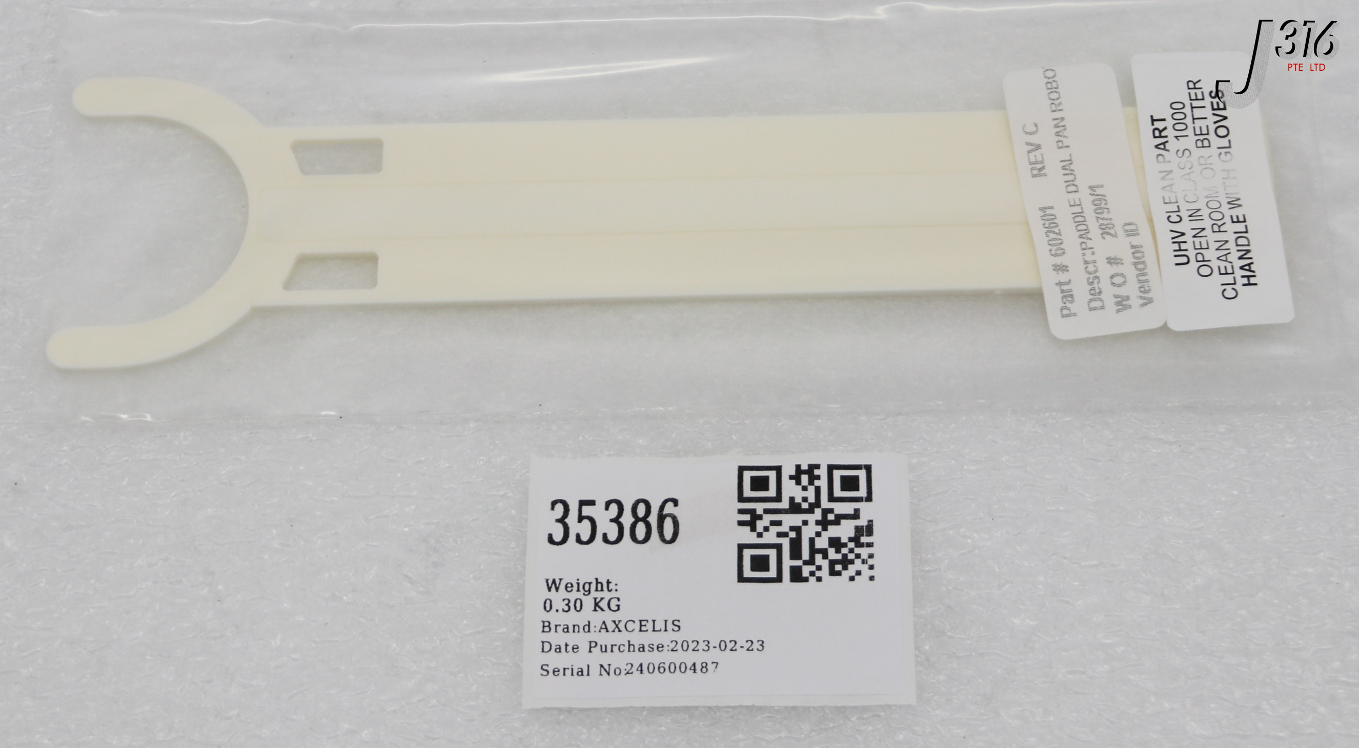 35386 AXCELIS PADDLE, DUAL PAN ROBOT, 2-PIECE CERAMIC (NEW) 602601
